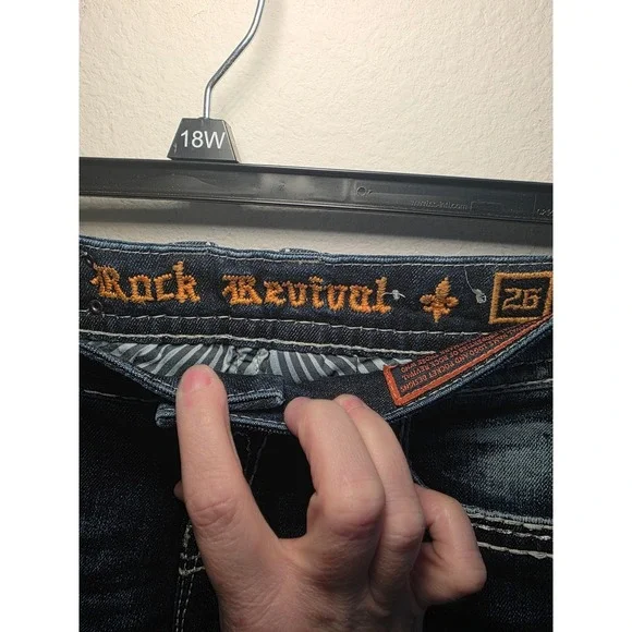 Rock Revival Jeans Women Size 26 Straight Leg Dark Wash Embellished Pockets - Picture 4 of 7
